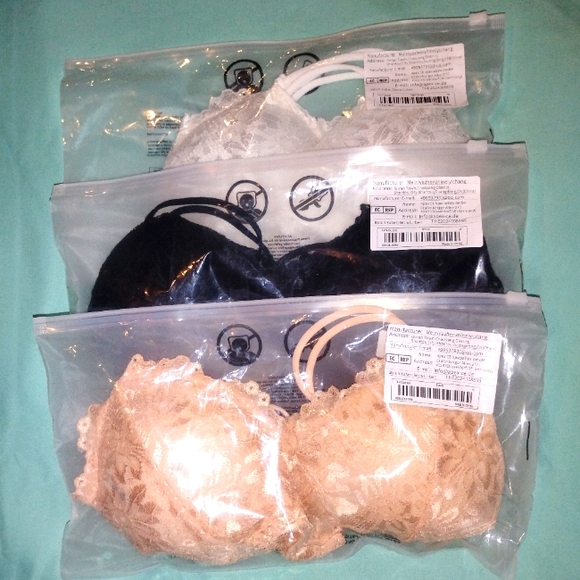 Temu Other - 🍑🖤🤍 NWT Juniors Lace Bras 36B 3 Set Lot Trio Feminine Elegant Date Valentines